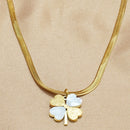 Lxalry 18K Gold-Plated Double Luck Necklace, Four-Leaf Clover, Hypoallergenic, For Women/Wife/Mom, Valentine's Day, Birthday
