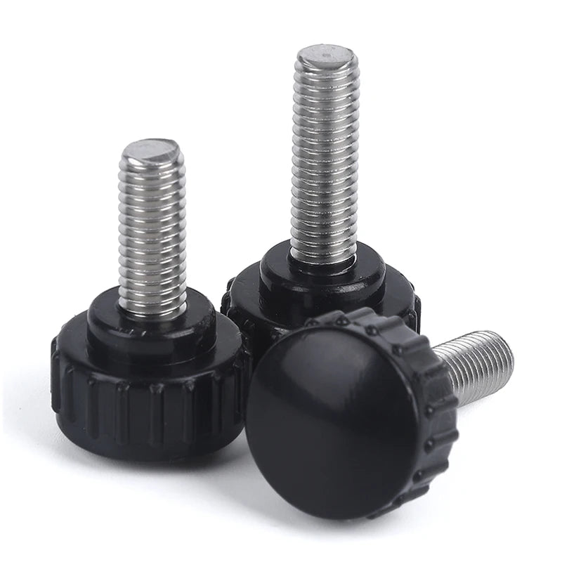 M3 M4 M5 M6 M8 Round Head Handle Hand Screw Round Knurled Rubber Thumb Screw Plastic Tighten Bolt Nuts Knob 304 Stainless Steel