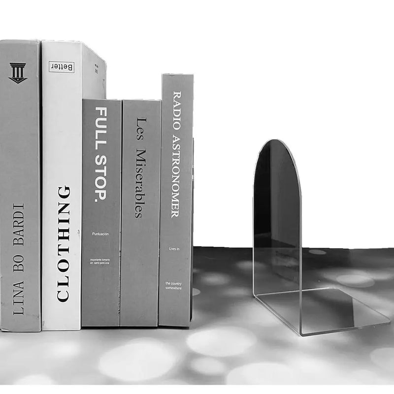 Acrylic Bookends, Non-Skid Book End, Clear Bookends for School Library and Desktop Organizer, Acrylic Book Ends for Book Shelves