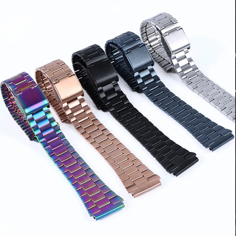 Stainless Steel Watchband For CASIO A158/A159/A168/A169 /B650/AQ230/AE500W For Classic Small Square Silver Black Men Metal Strap