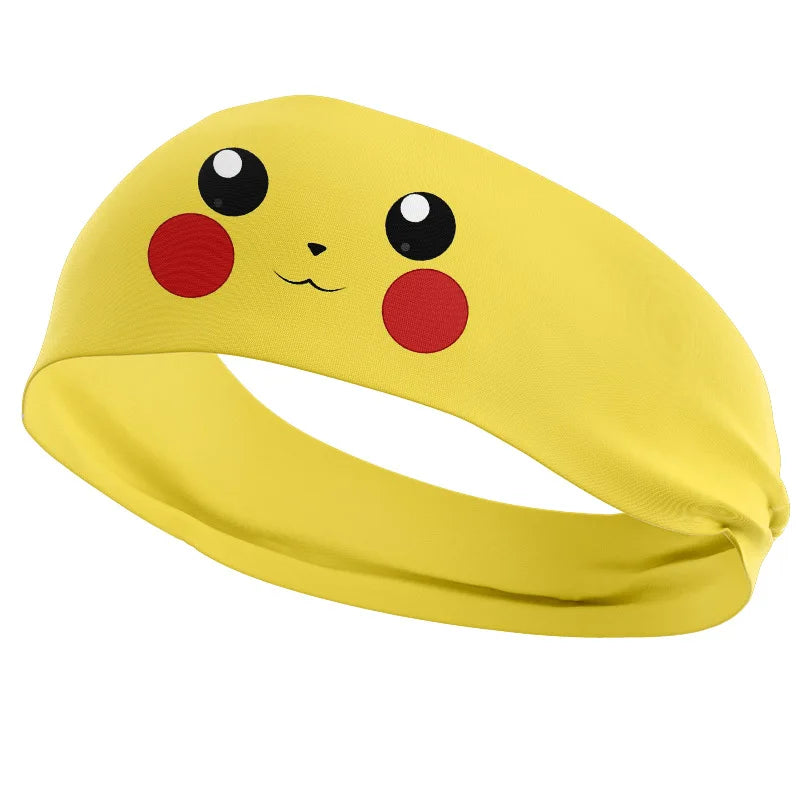 Anime Pokemon Pikachu Hair Ring Print High Elastic Wide Brimmed Hair Band Cartoon Toys Outdoor Sports Hair Bandana Girl Gifts