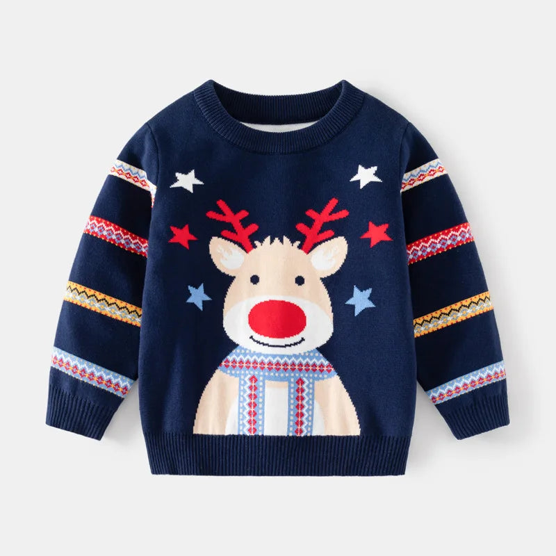 2-6Y Kid Girl Sweater Baby Christmas Snowman Children Sweater Girl Long Sleeve Christmas Clothes Knitwear Pullover Knitted Party