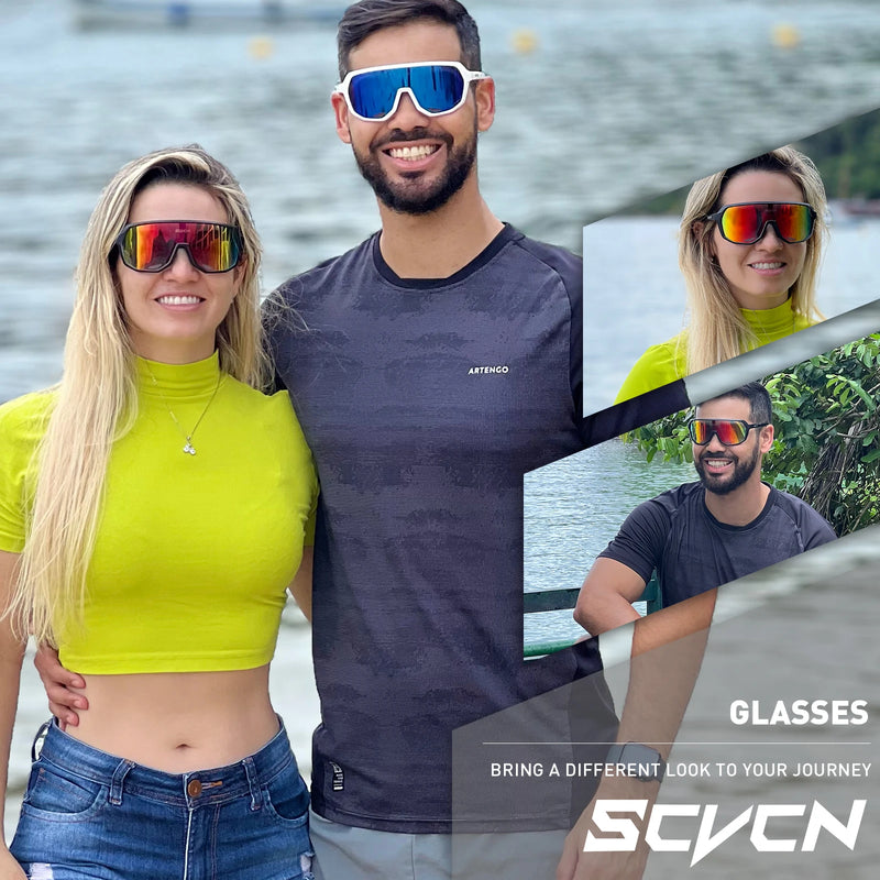 SCVCN Cycling Glasses UV400 Photochromic Sunglasses Men Sun Mountain Bike Road Bicycle Eyewear Sports Running MTB Cycle Gogg