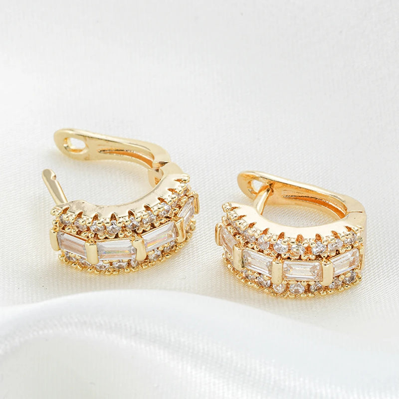 Luxury shiny Zircon hoop earrings Elegant Luxury wind copper plated 18K gold Women's fashion jewelry Gift party earrings