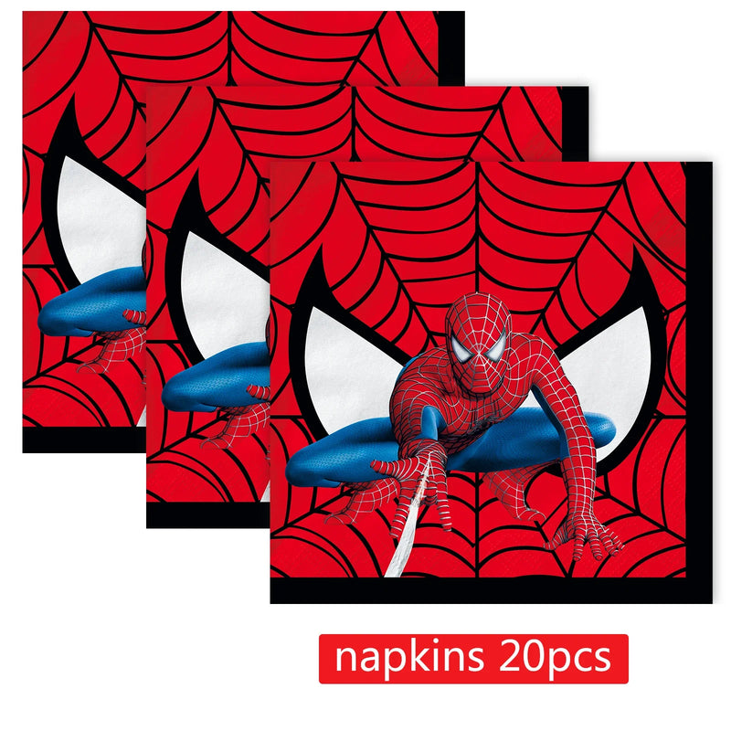 Spiderman Party Supplies Include Paper Cups Plates Balloons Tablecloth Cake Toppers for Kids Birthday Party Decor Baby Shower