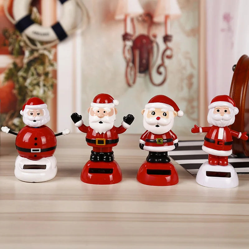 ZK30 Car Christmas Home Decoration Car Accessories Cute Solar Powered Dancing Swinging Bobble Doll Toy Cartoon ornaments gift