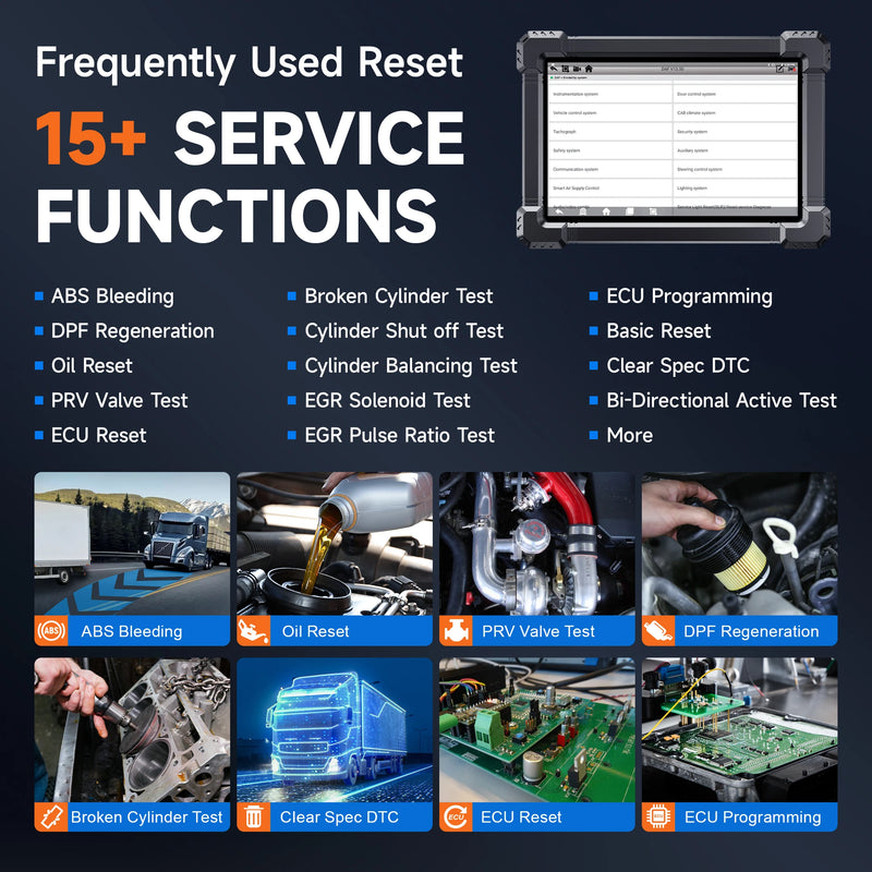 ANCEL X7 HD Heavy Duty Truck Diagnostic Tool TPMS DPF Regen ABS SAS ECU Oil Reset Full System OBD2 Truck Scanner 24V/12V Cars