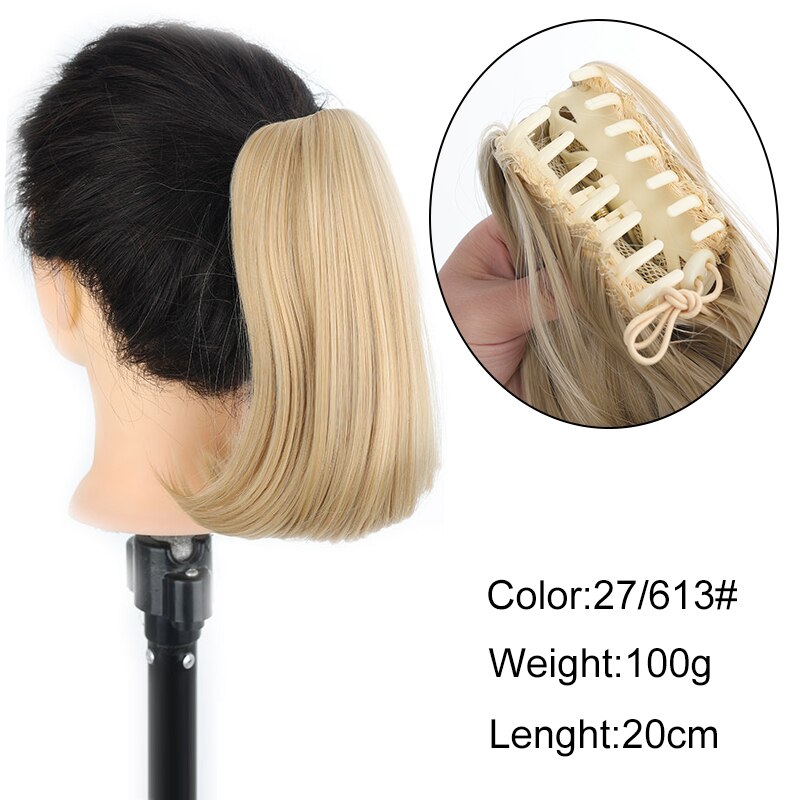 MSTN Synthetic Short Straight Ponytail Extension Claw Clip in Hair Extensions Natural Pony Tail Fake Hair Hairpiece For Women