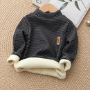 New Girls Padded Bottoming Shirt Boys Striped Turtleneck Jumper Autumn Winter Children Warm Fashion Casual Long-Sleeved Sweater