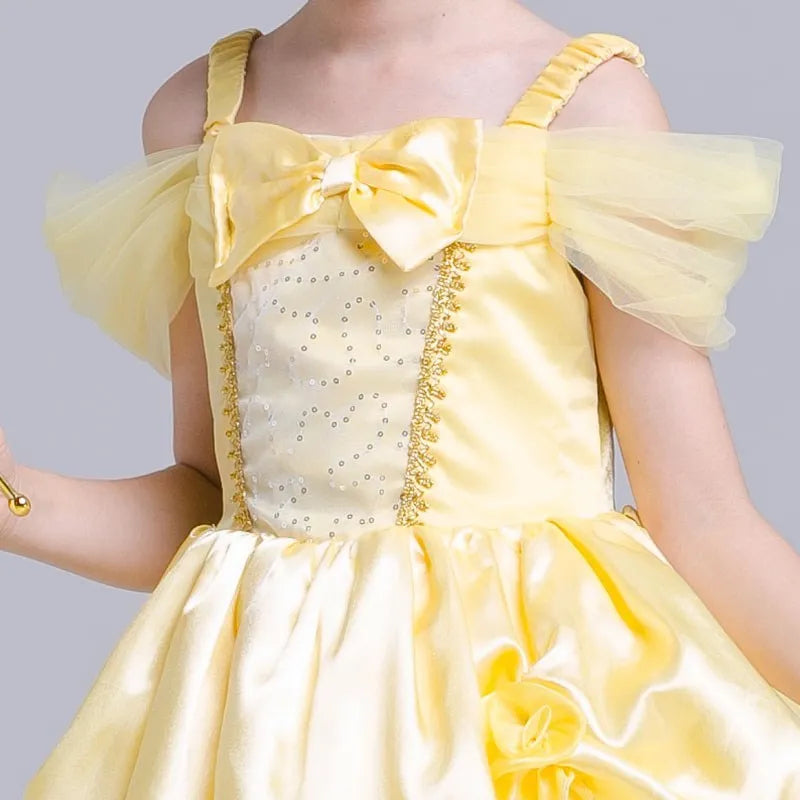 Girl Belle Princess Dress Kids Beauty and The Beast Costume Children Christmas Birthday Cosplay Elegant Party Dress 2-10 Years