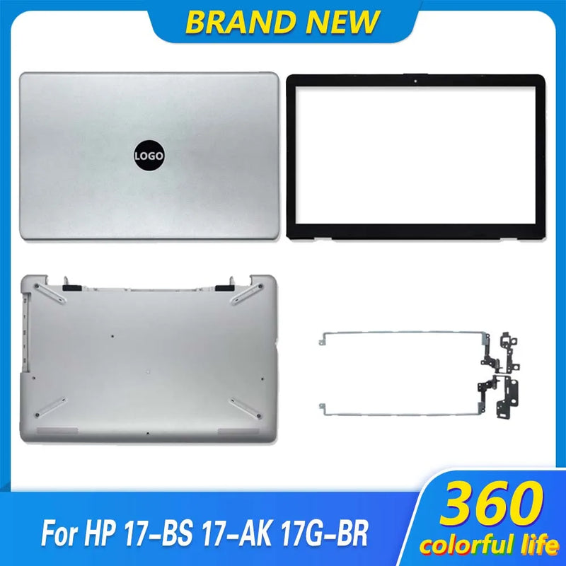 NEW Top Case For HP 17-BS 17-AK 17G-BR TPN-W129 TPN-W130 Laptop LCD Back Cover Front Bezel Bottom Case LCD Hinges Silver 17.3"