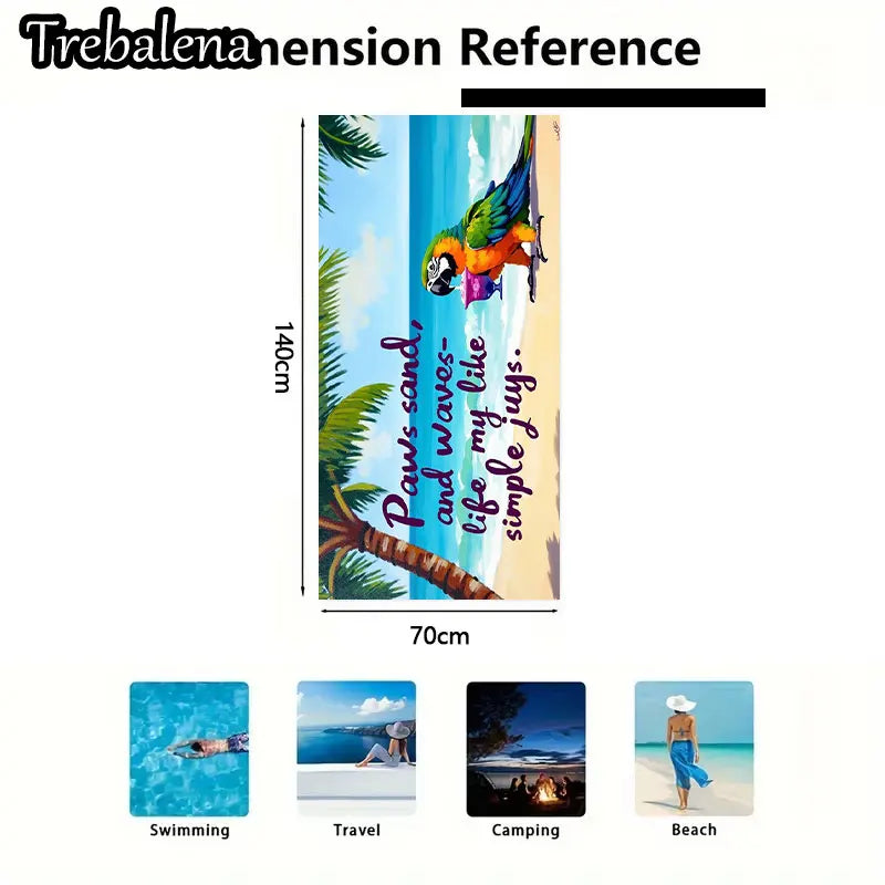 30*60inch Ultra-Soft Beach Towel with Tropical Parrot Beach Towel Simple Joys Life Style