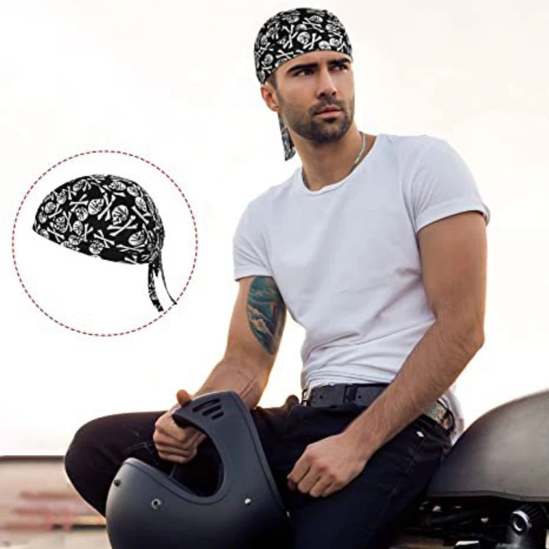 1Pcs Cycling Skull Pirate Cap Hat Bandana Head Wrap Breathable Helmet Liner Anti Sweat UV Sport Headband Scarf for Men and Women