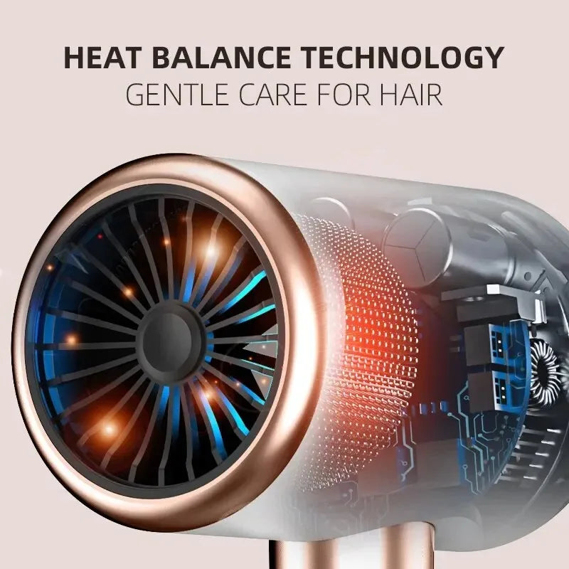 2000W Professional Hair Dryer 3 Gear Negative Lonic Blow Dryer Hot Cold Wind Air Brush Low Noise Strong Power Home Salon Tool