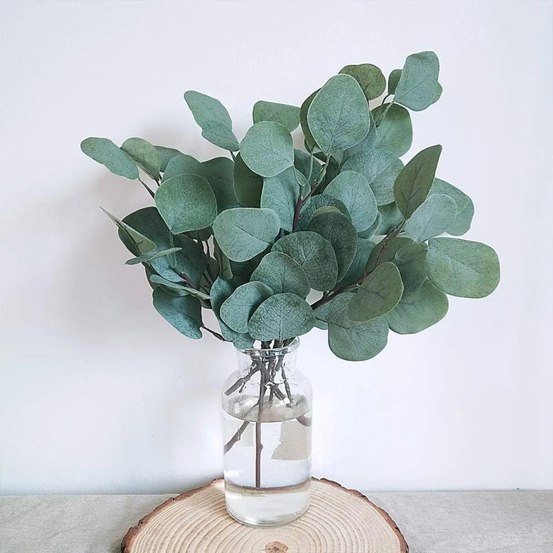 10PCS Fake Plants Silk Eucalyptus Leaf Diy Christmas Decorations Vase for Home Garden  Wedding Scrapbooking Artificial Flowers