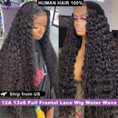 Lemoda 12A 13x6 Full Frontal Lace Wig Water Wave Virgin Human Hair Wig 13x6 HD Lace Front Wigs For Women 180 Density Pre Plucked