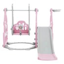 3 in 1 Kids Garden Climber Slide & Swing Set Basketball Hoop Children Playground, Pink