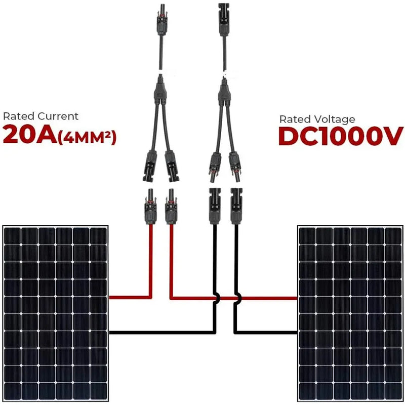 1 Pair Solar Connectors Y Branch Parallel Adapter Cable Wire Plug Tool Kit for Solar Panel Waterproof Connect Wire for Solar