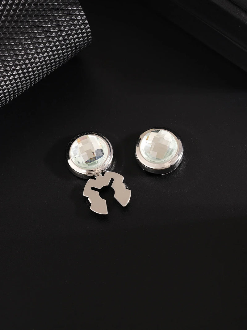 Luxury Rhinestone Button Cap Non-French Shirts Clamshell Cufflinks Round High-end Men's Shirt Buttons Accessories Gifts for Men