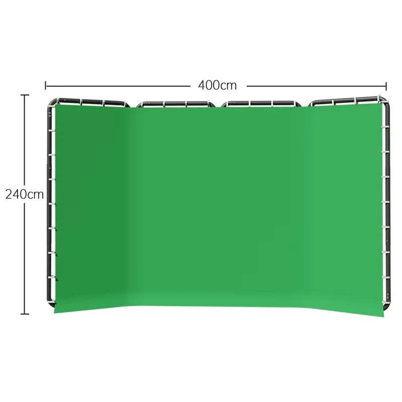 Background Stand 240CMx400CM with Green Screen Wall and Clip Photography Backdrop Frame For Living Video Recording Changing Room