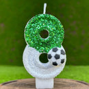 Glitter Green White Football Numbers 0-9 Candle Cake Toppers Cake DIY Decoration for Football Theme Anniversary Party Decoration