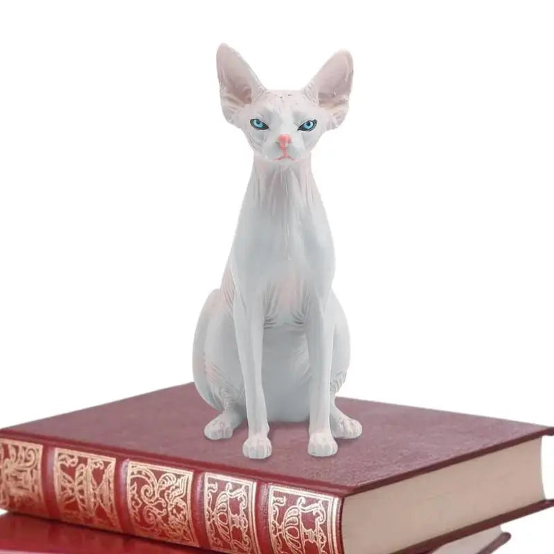 Cute Hairless Cat Model Miniature Hairless Cat Model Sphynx Statue 3.74*3.54*1.57in Vivid Sphinx Cat Animal Figure For Home