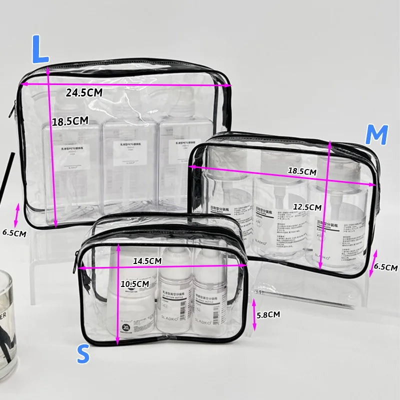 Minimalist Transparent Makeup Bag PVC Waterproof Cosmetic Storage Case Travel Make Up Organizer Pouch Bath Toiletry Wash Bag