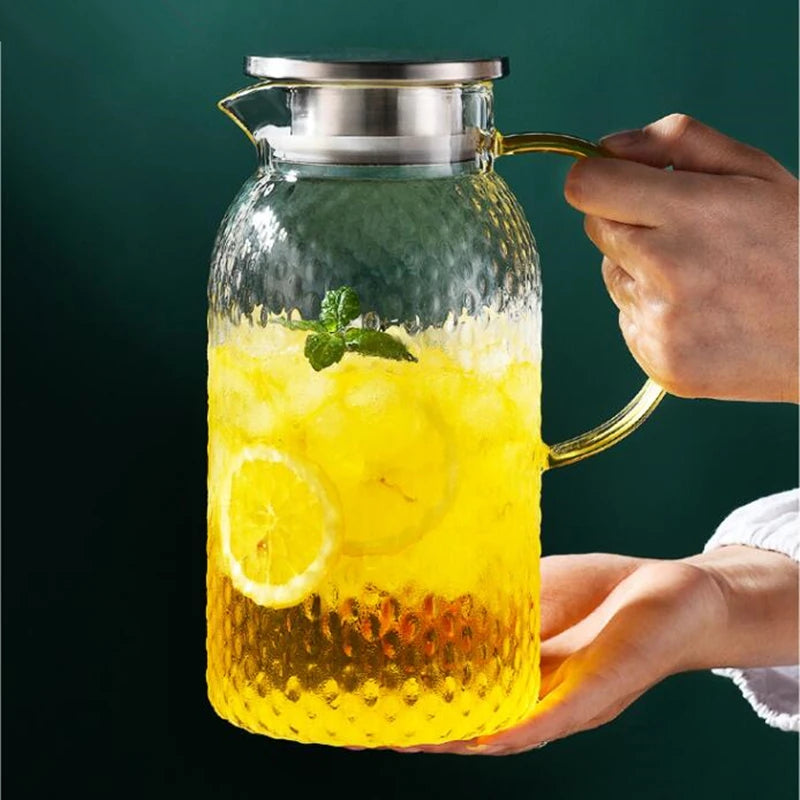 1.2L 1.5L 1.8L 2L Heat Resistant Explosion-Proof Glass Juice Jug Water Cup Cold Kettle Heated Container Canteen Clear Teapot