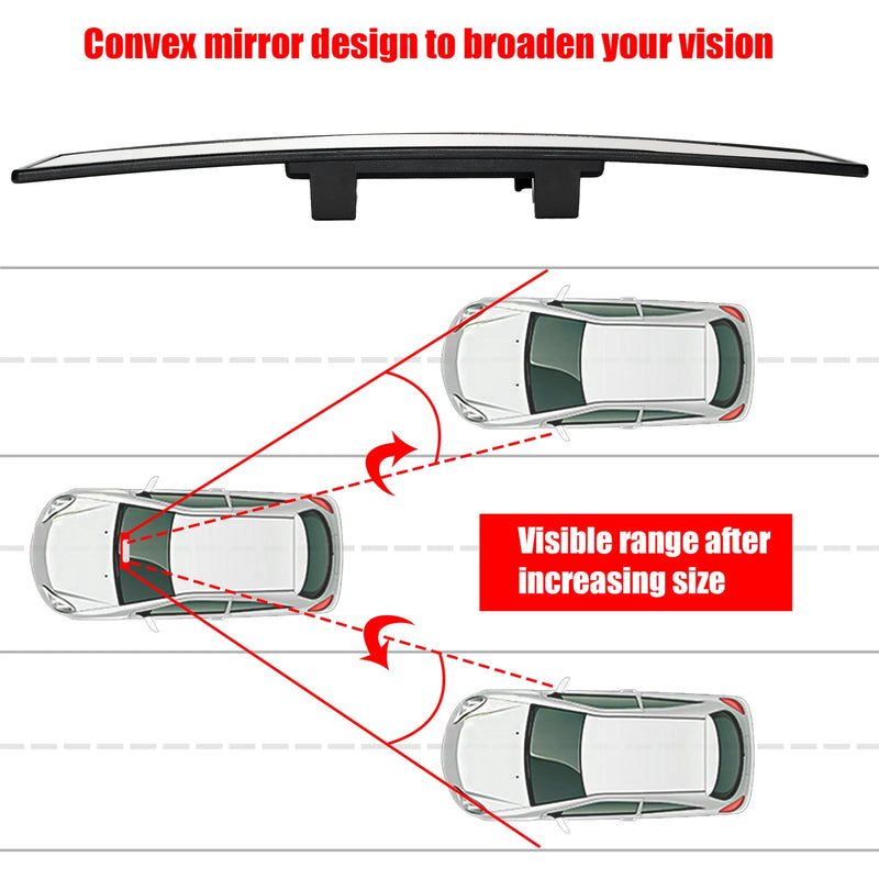 Car Rear Mirror Wide-angle Rearview Mirror 300mm 12" 270mm 11.6"Wide Convex Curve Panoramic Interior Rear View Anti-glare Mirror