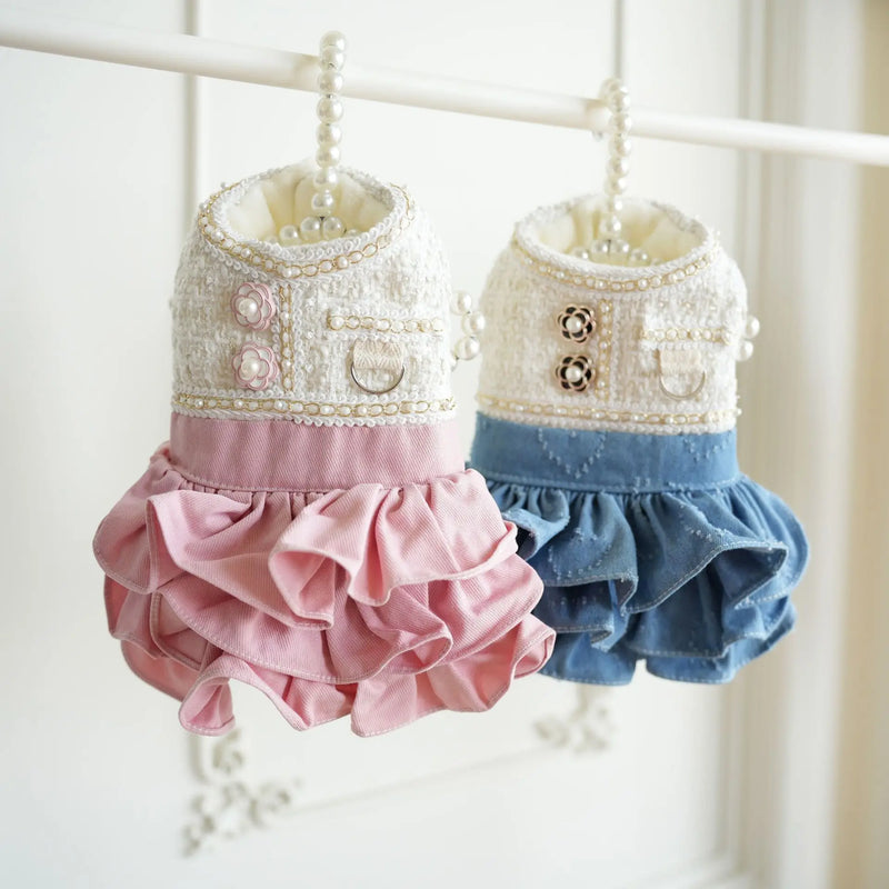 Dog Skirt Winter Woolen Denim Patchwork Woolen Skirt Cute Two Legged Clothes Tutu Dress Autumn Puppy Clothes Dogs Christmas