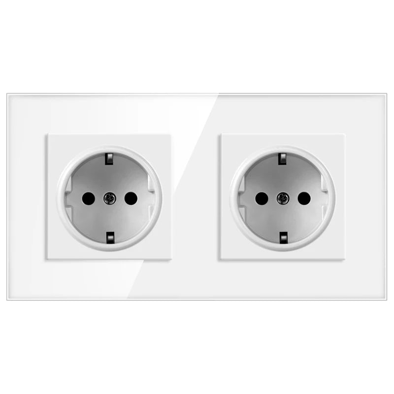 JHJCH wall crystal glass panel power socket plug has been grounded, 16a European standard power socket 86mm * 86mm