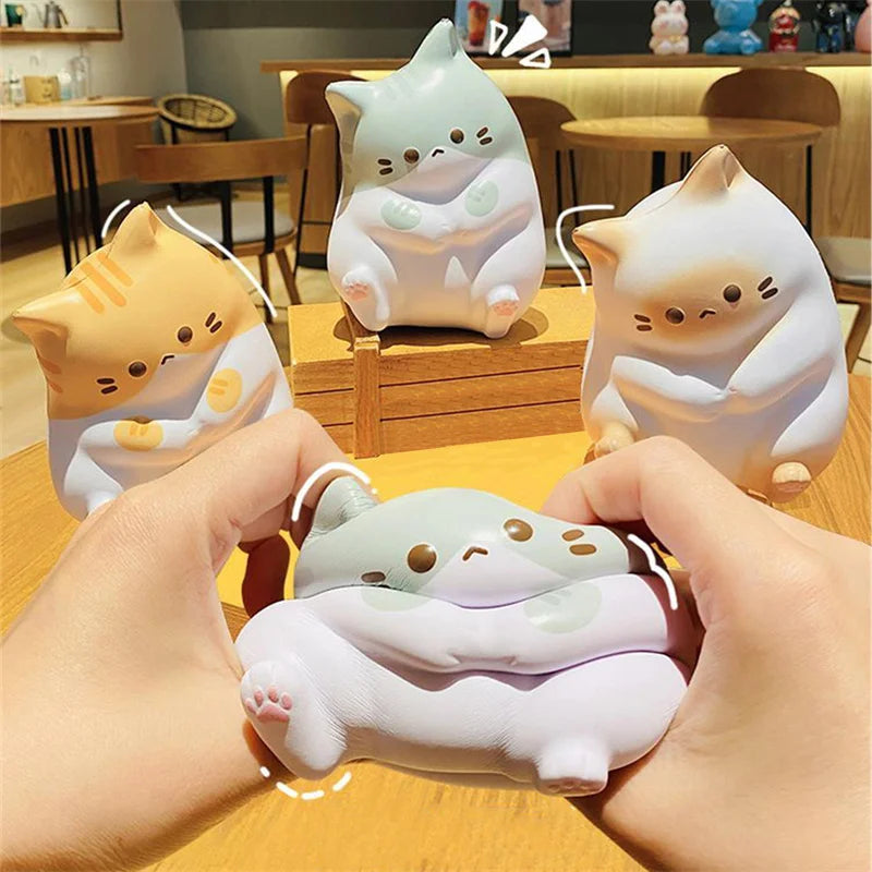 Kawaii Cat Stress Relief Squishy Toy PU Slow Rising Squeeze Antistress Ball Cartoon Table Ornaments Birthday Gift For Girls