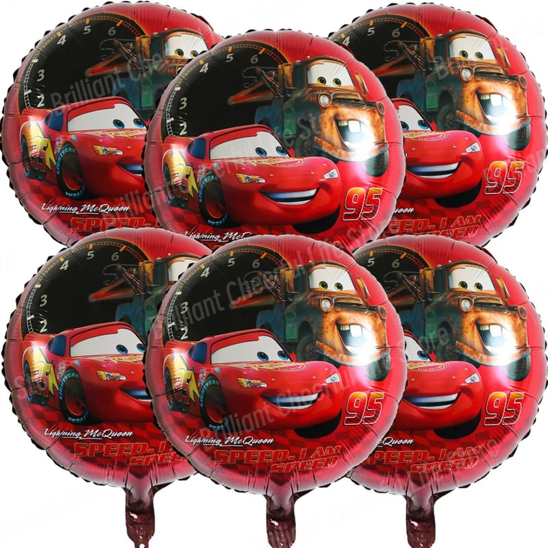 Disney Lightning McQueen Foil Balloons Set,Cars Birthday Decorations, Baby Shower, Race Car, Party Supplies, Gifts, 18Inch, 6Pcs