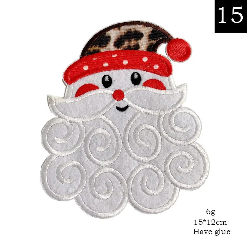 Big Sequined Christmas Appliques Bear Reindeer Santa Snow Tree Cartoon Iron on Patches Festival Decorative Stickers for Clothing