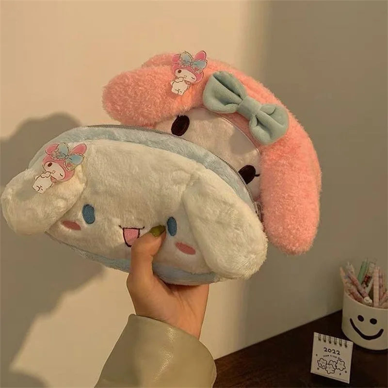 Sanrio Cinnamoroll Plush Pencil Case Melody Kuromi Kirby Stuffed Plush Pencil Case Students Makeup Bags Kawaii Girls Gifts 2023