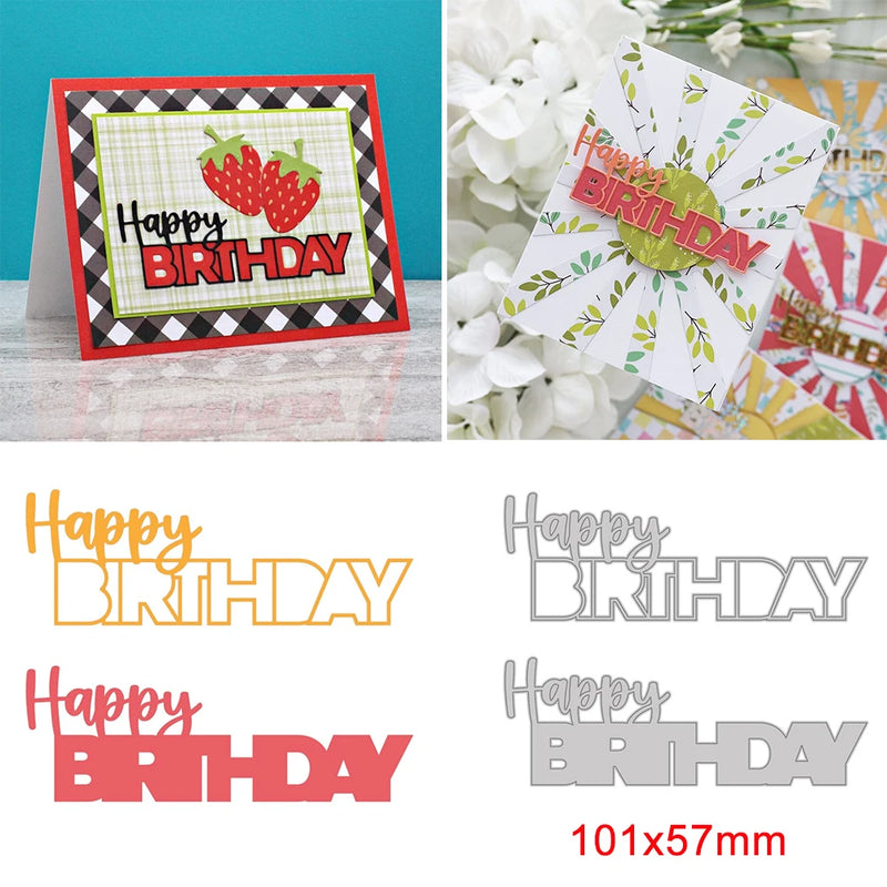 Stacking Shadow Happy Birthday/Happy Easter Metal Cutting Dies Sentiments Words Die Cut For DIY Scrarpbooking Paper Cards Making