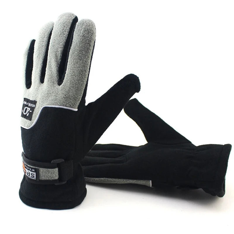-20℃ Winter Warm Fleece Gloves Men Thermal Sports Cycling Snow Thick Gloves