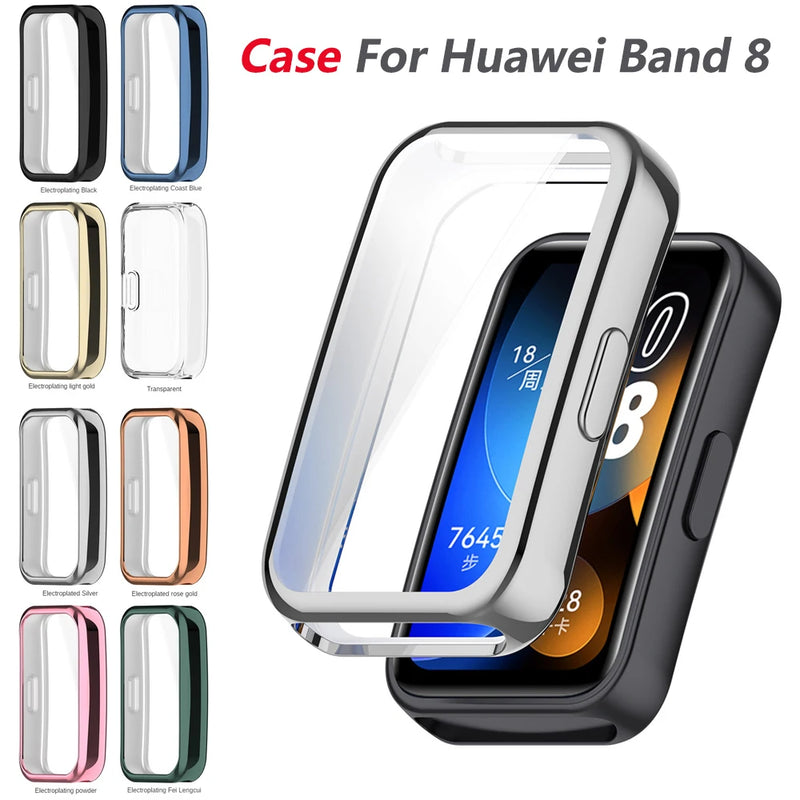 Glass + Case For Huawei Band 8 Accessoroy PC All-around Bumper Protective Cover + Screen Protector For Huawei Band8 Accessories