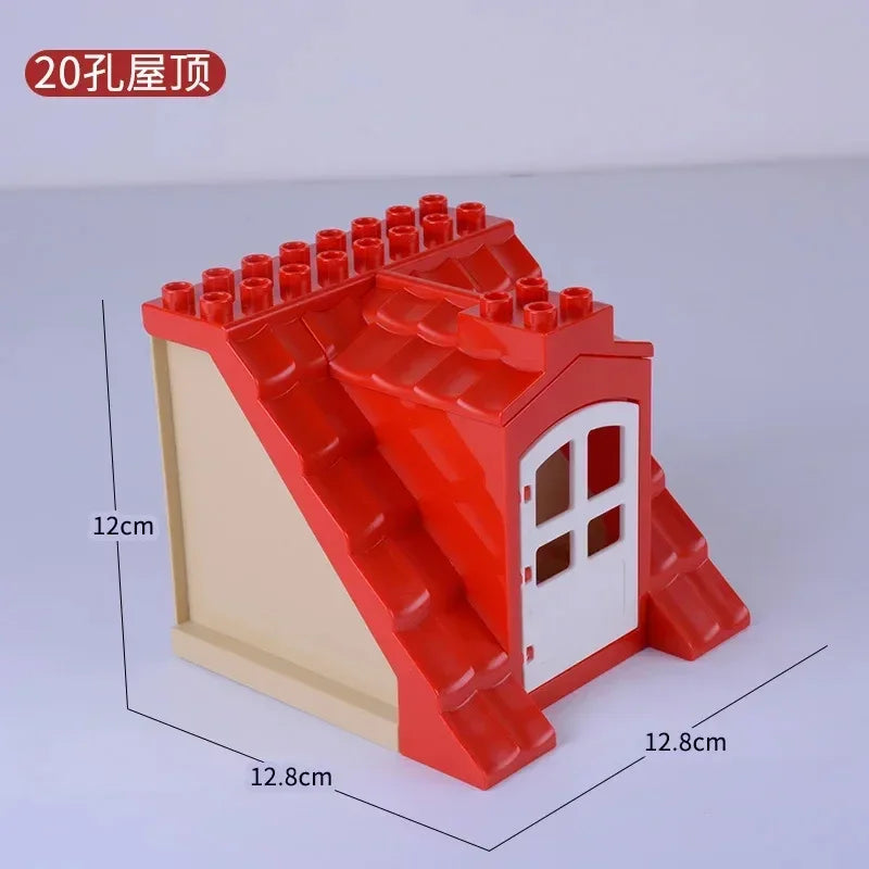 Big Size Building Block Pillar Farm Fence Guardrail Ceramic Tile Construction Assemble Bricks Compatible Large Size Duploes Toys