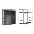 Hzuaneri Wardrobe, Fabric Wardrobe, 162 x 43 x 175 cm, Portable Wardrobe for Bedroom,3 Clothes Rails with Non-Woven Fabric Cover