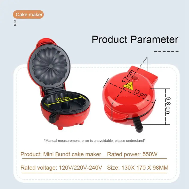 110V 220V Mini Bundt Cake maker Non-stick ring shaped cake Donut Buccellato baking machine Double-side heating Pumpkin Pie Mold