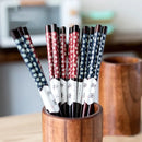 2/5 Pairs Natural Wooden Chopsticks Reusable Black Cherry Blossom Japanese Sushi Chop Sticks Set for Chinese Food