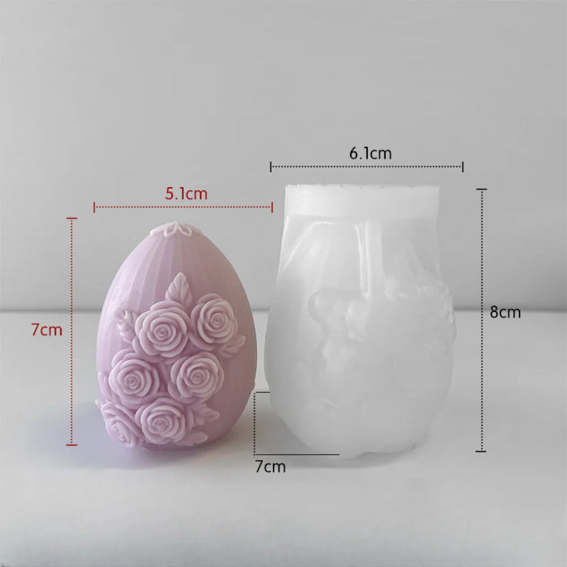 Easter Egg Silicone Candle Mold Aromatherapy Plaster DIY Craft Candles Making Tools Ornaments Embossed Flower Egg Mold