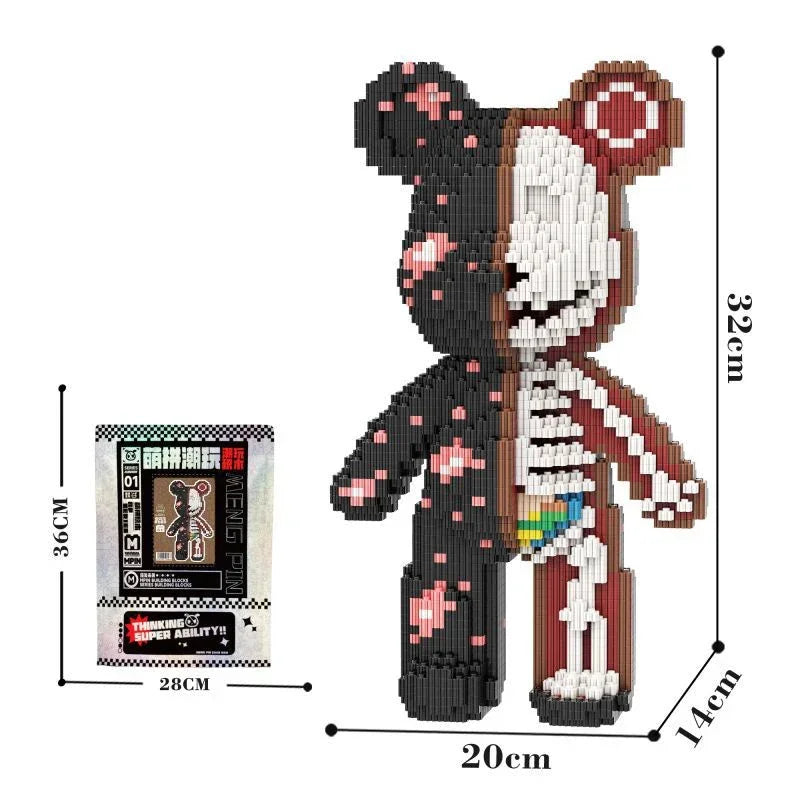 Hot 3D Kawaii Bear Model Micro Diamond Building Block With Light Developmental Brick Toys For Boys Kids Children Birthday Gifts