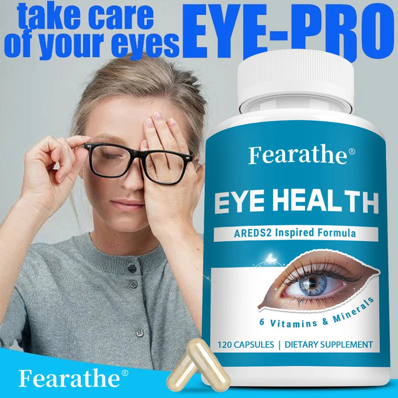 Fearathe Eye Health Vitamins - Lutein with Bilberry and Grape Seed Extracts - Supports Eye Fatigue, Dry Eyes and Healthy Vision