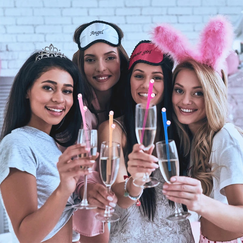 New Bachelorette Party Penis Straws Plastic Novelty Nude Dick Drink Straw For Hen Night Bar Decor Wedding Team Bride Supplies