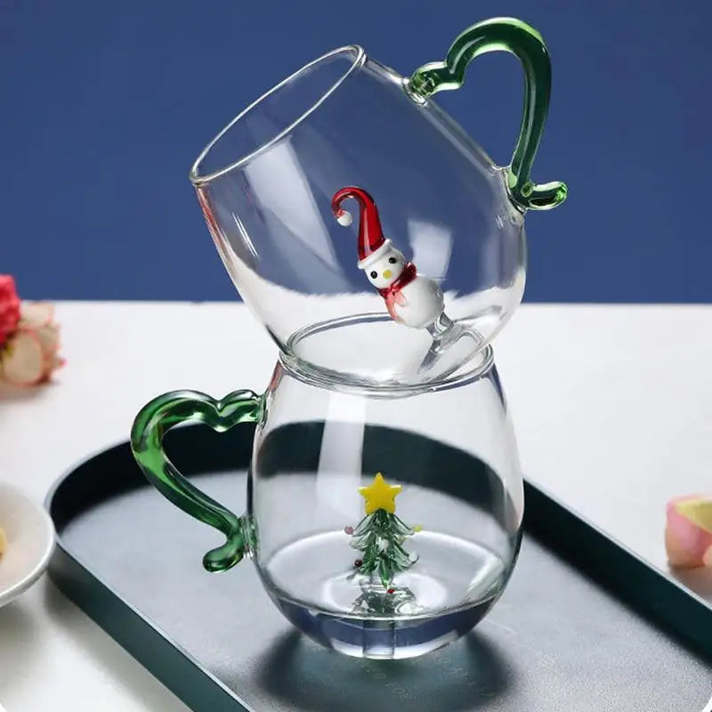 3d Animal Glass Cup 400ml Christmas Theme Animal Inside Glass Christmas Drinking Glasses Cartoon Animal Shape Glass Coffee Mug