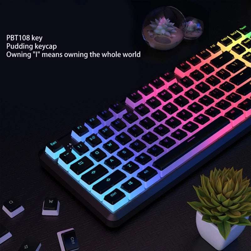 108 Keys Pudding Keycaps OEM Profile Double Shot PBT Backlight Keycaps for Mechanical Gaming Keyboard Cherry Mx Switch