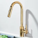 Pull Down Kitchen Sink Faucet Pull Out Two Function Single Handle Hot and Cold Water Mixer Taps Deck Mounted