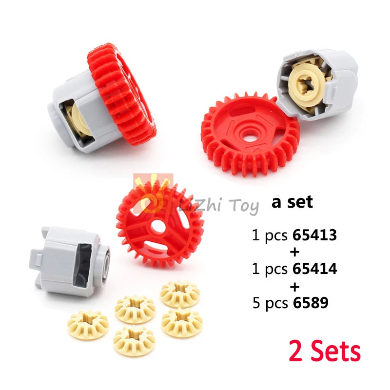 MOC Techncial Gear Tooth Parts Differential Housing 65413 65414 69761 69762 Kit Building Blocks Car Brick with Clutchs Toys